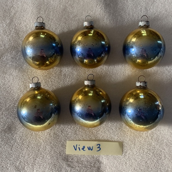 Vintage Shiny Brite Ombré Christmas ornaments Gold Silver Blue - Picture 13 of 16